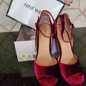 Nine West Burgundy Velvet Heels